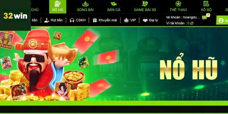 Giao diện 32win tương đối ấn tượng